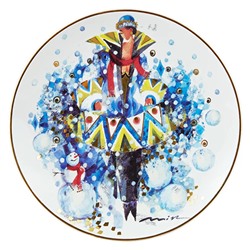 Декоративная тарелка 19,5 см, ф "Эллипс" коллекция "Четыре сезона любви" рис "Снежный бой. Зима" фарфор