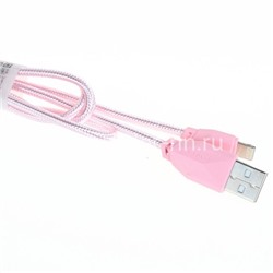 USB кабель Lightning 1.0 м CL-981 текстильный (розовый) AWEI