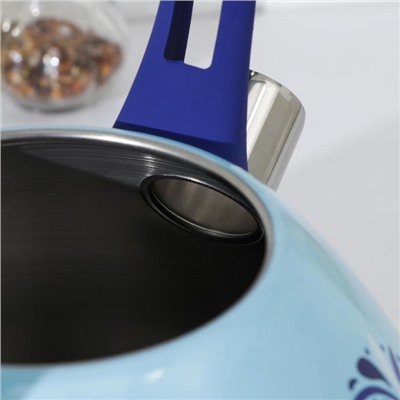 Чайник со свистком из нержавеющей стали Доляна «Свиристель», 3 л, цвет голубой