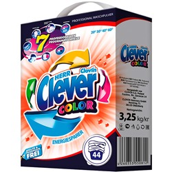 Порошок Clever COLOR для стирки Цветных тканей 3.25 кг (44 стирки) картонная коробка, 550812