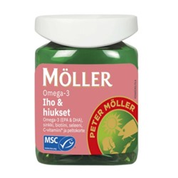 Универсальный препарат с омега-3 для мозга, сердца, кожи и волос Moller Omega-3 Iho & Hiukset 60 кап