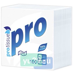 Салфетки бумажные PROtissue Premium однослойные 24 х 24 см., 1 сл., 100 шт.