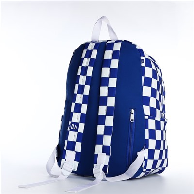 Рюкзак молодёжный из текстиля на молнии, 5 карманов, цвет белый/синий