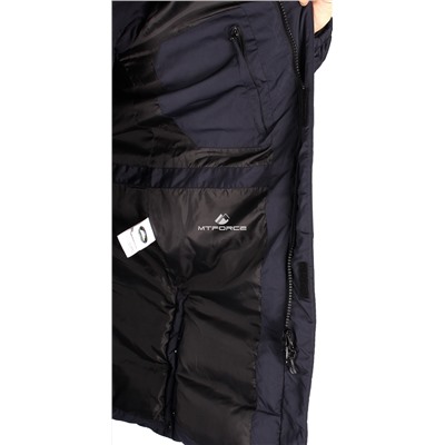 Мужская зимняя классика куртка удлиненная темно-синего цвета 1780TS