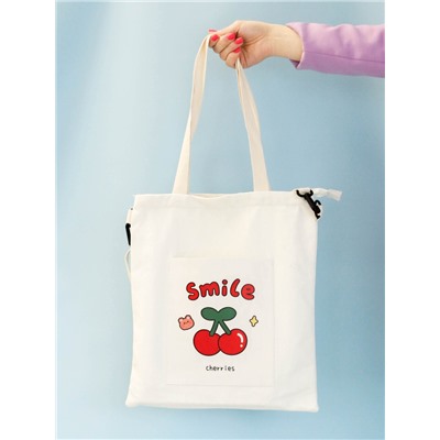 Сумка шоппер "Smile cherries", white