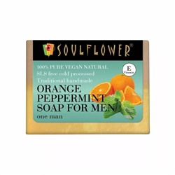 Мыло ручной работы для мужчин с Апельсином и Мятой (150 г), Orange Peppermint Soap for Men, произв. Soulflower