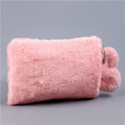 Пенал школьный мягкий «Зайчик», 21 × 13 см, плюш, розовый цвет