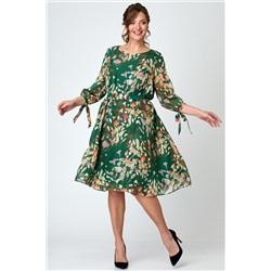 Женское платье зеленое с цветочным принтом из шифона