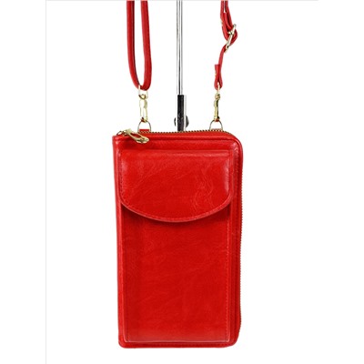 Женская сумка-портмоне на плечо, цвет красный