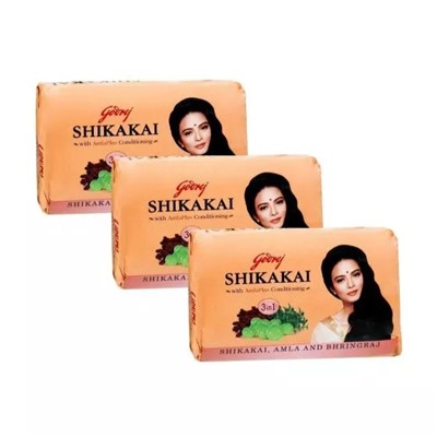 Мыло с Шикакаем и Амлой: для кондиционирования волос (3 х 75 г), Shikakai Soap with AmlaPlus Conditioning Set, произв. Godrej