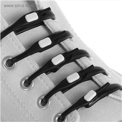 Набор шнурков для обуви, плоские, силиконовые, на застёжке, 6 мм, 12 см, 6 шт, цвет чёрный