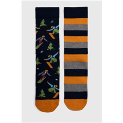 Skarpetki bawełniane męskie z motywem sportowym - snowboard (2-pack) kolor multicolor