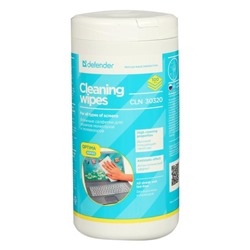 Салфетки чистящие для всех типов экранов, Defender Cleaning wipes, Optima, 100 штук в тубе