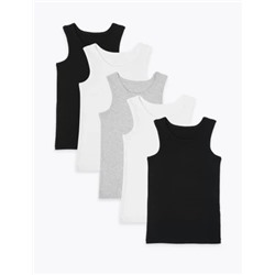 5 Pack Pure Cotton Vests (2-16 Yrs)