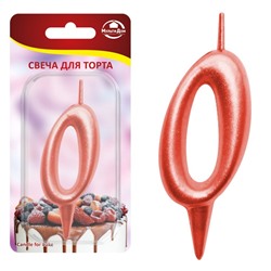 Свеча для торта "Овал" цифра 0 (красный), 8х4х1,2 см