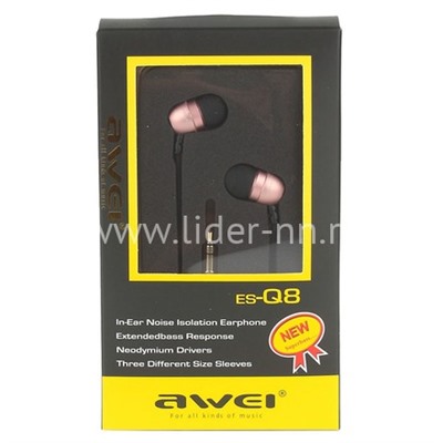 Наушники MP3/MP4 AWEI (ES-Q8) розовые