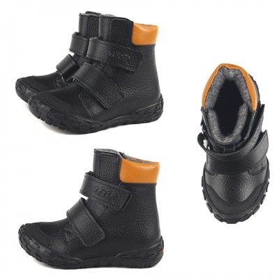 338-БП-07 (черный/оранжевый) Ботинки ТОТТА оптом, нат. кожа, байка, размеры 26-30