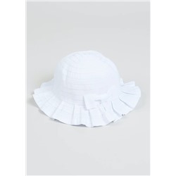 Girls Pleated Bow Sun Hat (Newborn-24mths)