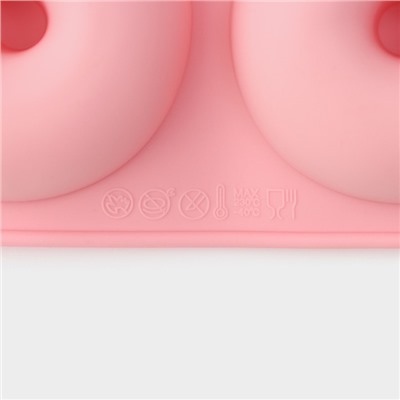 Форма для выпечки Доляна «Пончик», силикон, 26×18×2,5 см, 6 ячеек (d=7,5 см), цвет персиковый