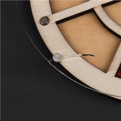 Органайзер для бисера, деревянный, с крышкой из оргстекла, на магнитах, 12 отделений, d = 15 см, УЦЕНКА