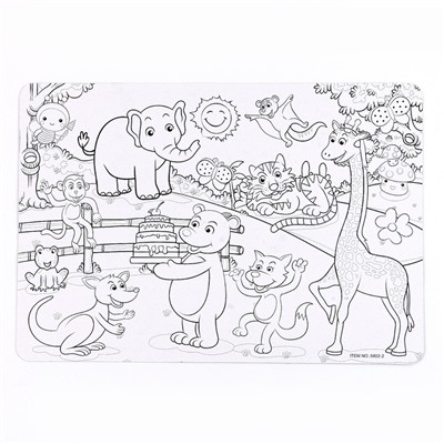 Трафарет для малышей «Весёлые животные» с раскраской