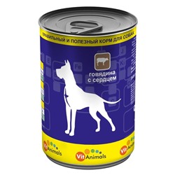 Консервы VitAnimals для собак, говядина с сердцем, 410 г.
