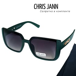 Очки солнцезащитные CHRIS JANN с салфеткой, женские, тёмно-зелёные, 31930А-CJ0691, арт.219.104