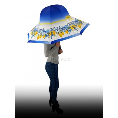 Зонт-трость шляпа женский DAIS арт.7709-15 полуавт (лимоны)