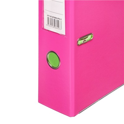 Папка-регистратор А4, 75 мм, Lamark, ПВХ, двухстороннее покрытие, металлическая окантовка, карман на корешок, собранная, розовый/зелёный