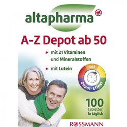 altapharma A-Z Depot ab 50 Комплексные Мультивитамины для людей старше 50-ти лет, в таблетках, с витаминами и минералами 100 шт