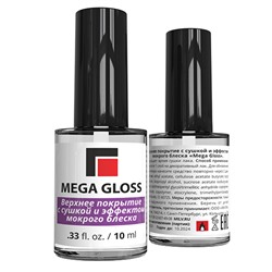 «Mega Gloss» верхнее покрытие с сушкой и эффектом мокрого блеска. 10 мл Milv
