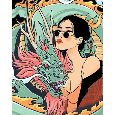 Картина по номерам на холсте с подрамником «Девушка с драконом», 40 х 50 см