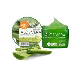 Гель для тела успокаивающий Aloe vera Moisture Real Soothing Gel Kwailnara, Welcos 300 мл