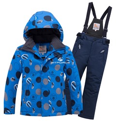 Подростковый для мальчика зимний горнолыжный костюм синего цвета 8915S