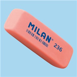 Ластик Milan Nata 236, 56 х 19 х 9 мм, мягкий пластик, скошенный, для графита, МИКС