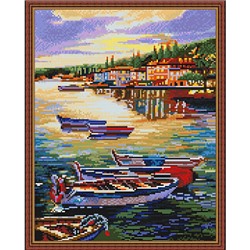 Картина мозаикой с нанесенной рамкой Molly арт.KC0005 Город на воде (35 цветов) 40х50 см упак (1 шт)