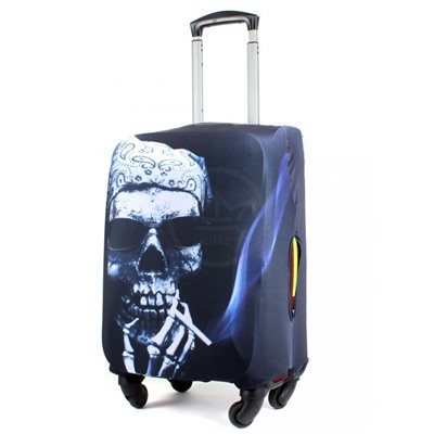 Чехол для чемодана 24-M" (24"-70л),  полиэстер 100%,   (Череп)  серый SALE 203159