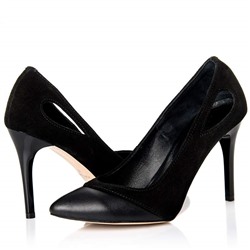 Женские кожаные туфли LaRose L2301 Черный замша+кожа: Под заказ