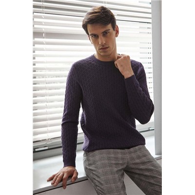 Sweter męski z fakturą kolor fioletowy