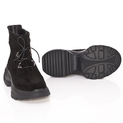 Женские кожаные ботинки DeLis DeL2106 Черный замша+лак: Под заказ