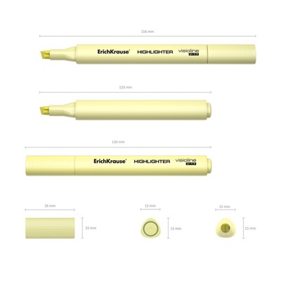 Маркер текстовыделитель ErichKrause Visioline V-17 Pastel, 0.6-4.5 мм, чернила на водной основе, жёлтый