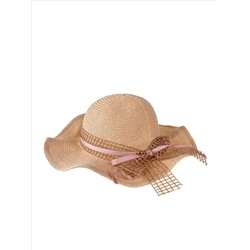 Летняя женская шляпка с волнистыми полями, цвет светло-коричневый