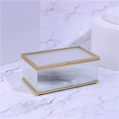 Органайзер для хранения «RIPPLES», с крышкой, стеклянный, с зеркальным дном, 1 секция, 14,5 × 8,5 × 6 см, цвет прозрачный/медный