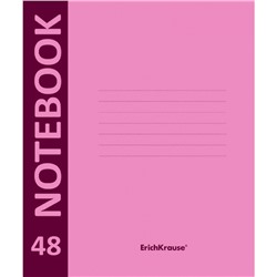 Тетрадь общая Erich Krause А5+ 48л клетк, скреп, пластикобл.Neon, розов. 46938