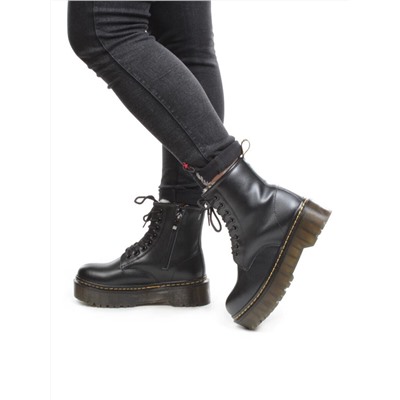 MB6022-1 BLACK Ботинки зимние женские (натуральная кожа, натуральный мех) размер 39