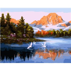 Картина по номерам 40х50 - Лебеди на реке