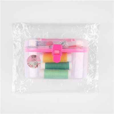 Швейный набор, 33 предмета, в пластиковом контейнере, 12 × 6 × 7,5 см, цвет МИКС