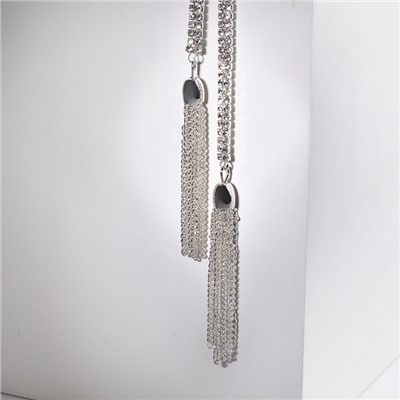 Набор 2 предмета: серьги, кулон «Элегантность» кисточки, цвет белый в серебре, 50 см