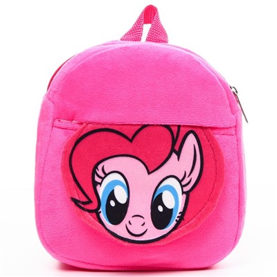 Рюкзак плюшевый на молнии, с карманом, 19 х 22 см "Пинки Пай", My little Pony