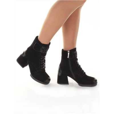 R135-1 BLACK Ботинки зимние женские (натуральная замша, натуральный мех) размер 38